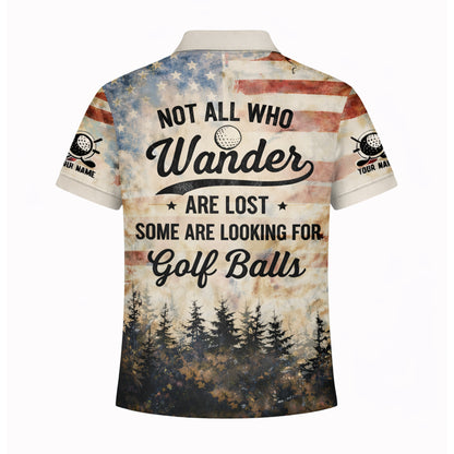Golf Polo Shirt Men Funny Golf Quote American Flag Bigfoot Sasquatch Graphic Shirt Breathable Mesh Top