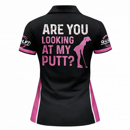 Funny Golf Girl Polo Shirt Personalized Name Women Golf Outfit Cute Golfer Shirt Gift Idea
