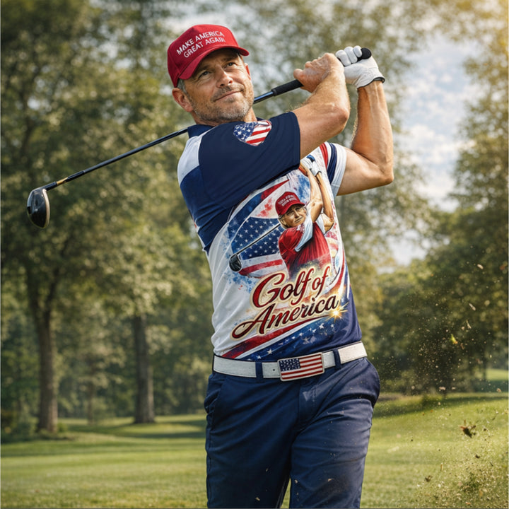 Patriotic Golf Polo Shirt Custom Name USA Flag Golf Shirt Breathable Performance Polo