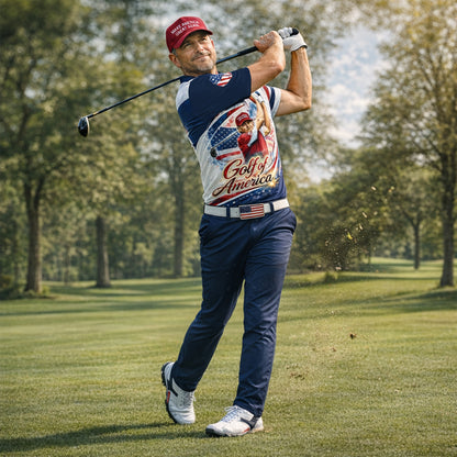 Patriotic Golf Polo Shirt Custom Name USA Flag Golf Shirt Breathable Performance Polo
