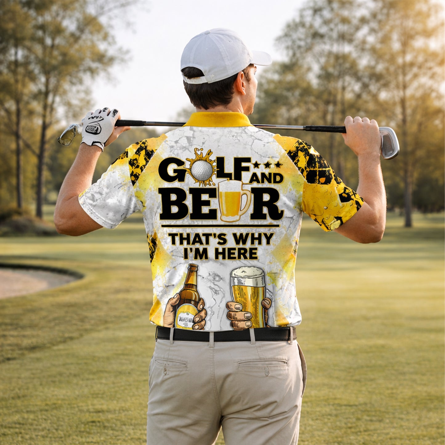 Golf Polo Shirt Funny Golf And Beer Custom Name Shirt Men Breathable Performance Golf Apparel