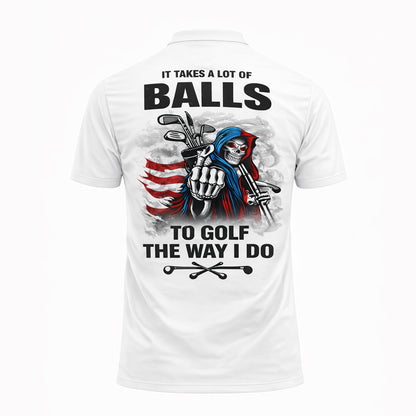 Funny Golf Polo Shirt USA Flag Patriotic Skull Graphic Custom Name Golf Shirt Breathable Performance