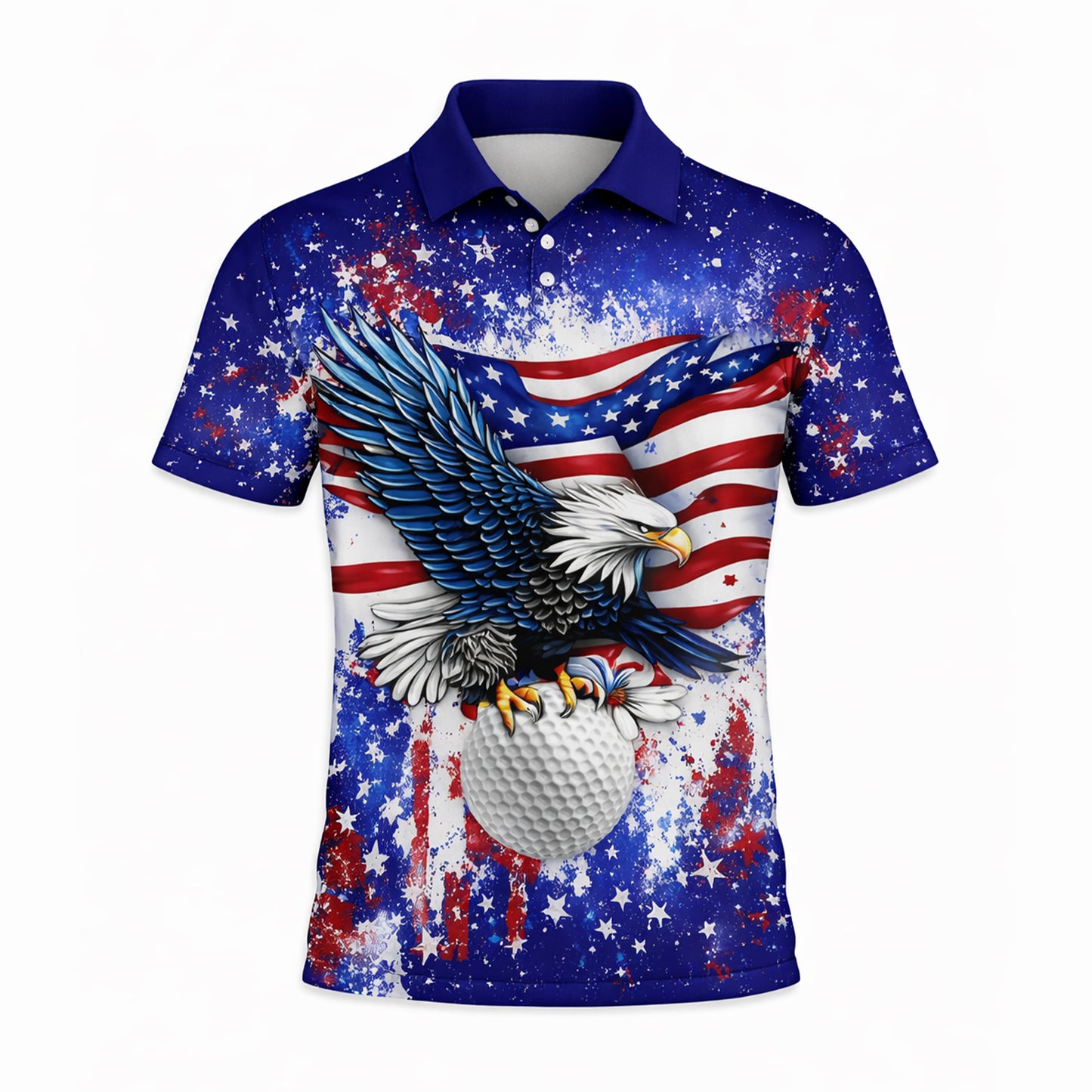 American Eagle Golf Polo Shirt Patriotic USA Flag Custom Name All Over Print Breathable Sport Shirt