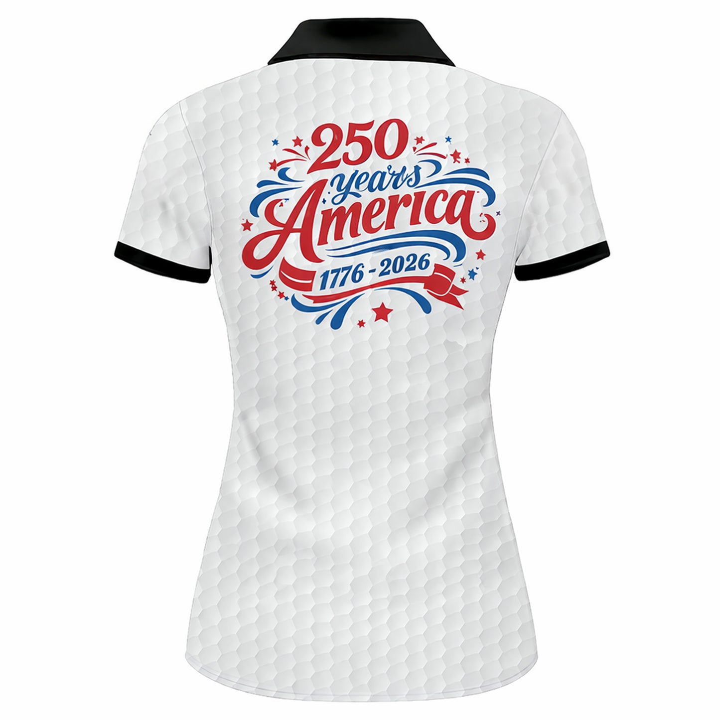 Women Patriotic 250 Years America Polo Shirt Custom Name USA Flag Golf Shirt Independence 1776-2026