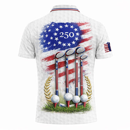 Patriotic Golf Polo Shirt Custom Name USA Flag 1776-2026 Design Breathable Performance Shirt