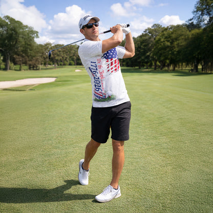 Patriotic Golf Polo Shirt Custom Name USA Flag 1776-2026 Design Breathable Performance Shirt