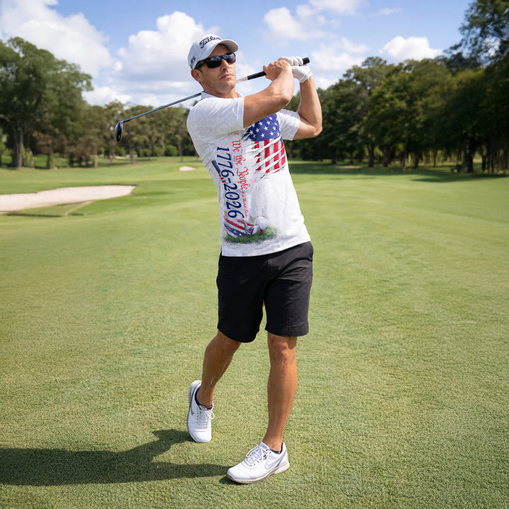 Patriotic Golf Polo Shirt Custom Name USA Flag 1776-2026 Design Breathable Performance Shirt