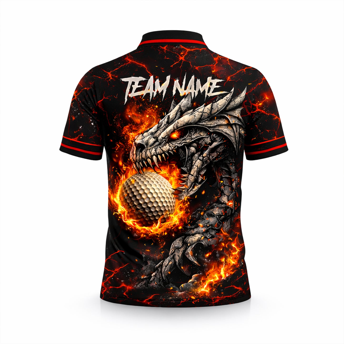 Dragon Fire Golf Polo Shirt Custom Name Team Shirt 3D Graphic Performance Polo