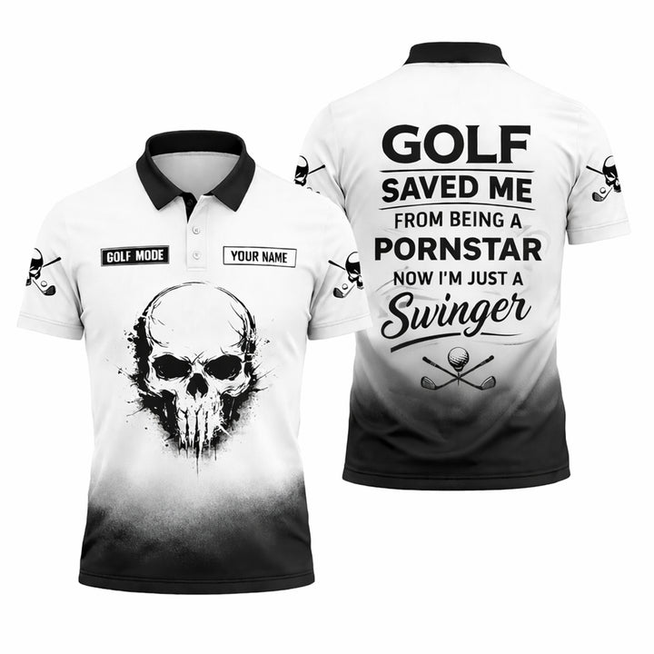 Funny Golf Polo Shirt Skull Graphic Custom Name Golf Shirt Breathable Athletic Polo