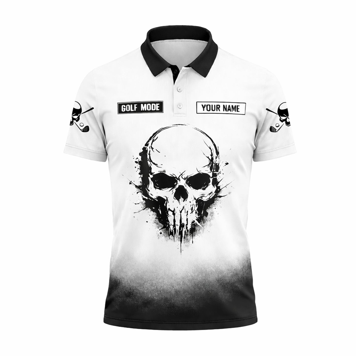 Funny Golf Polo Shirt Skull Graphic Custom Name Golf Shirt Breathable Athletic Polo