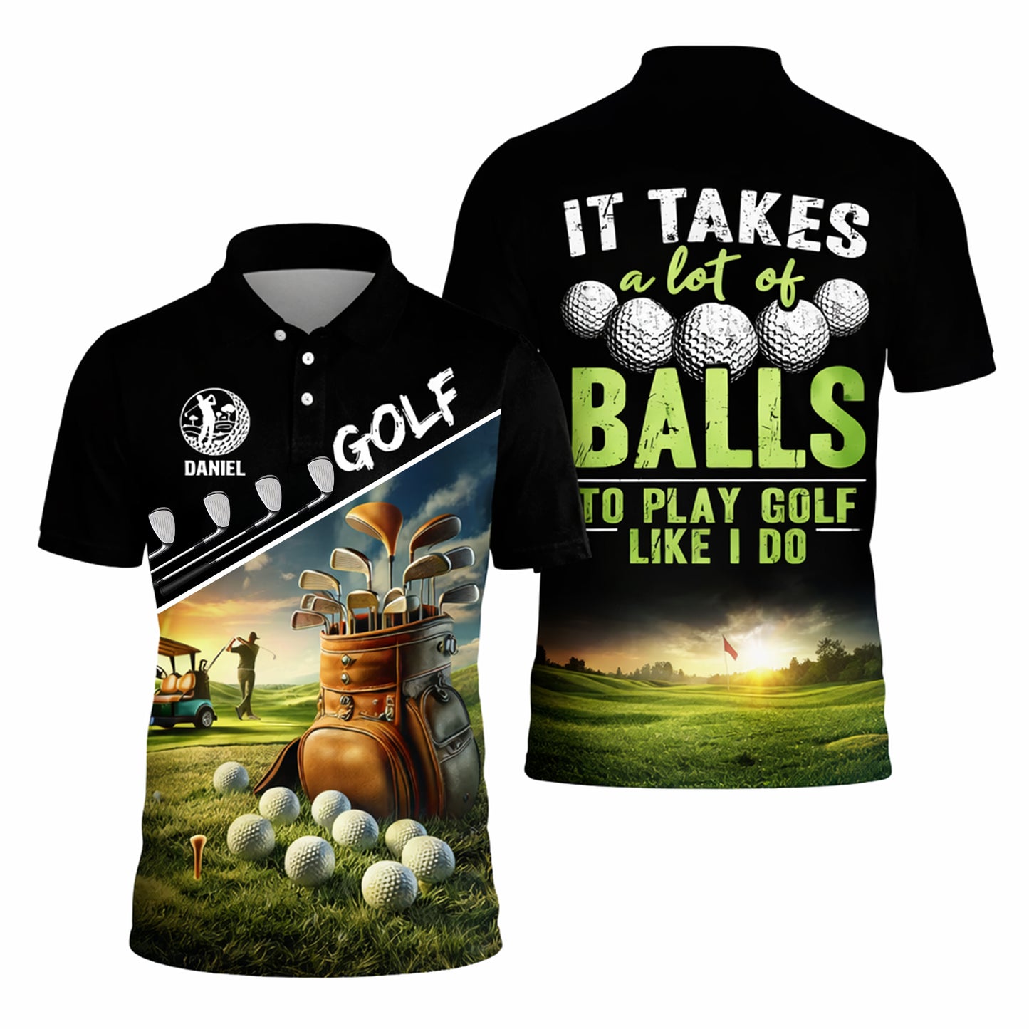 Funny Golf Polo Shirt Custom Name Golf Balls Quote Design Breathable Performance Shirt