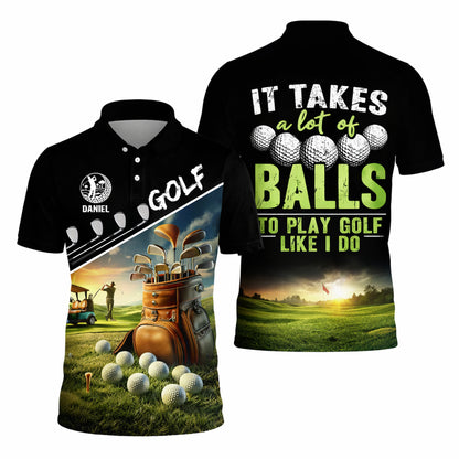 Funny Golf Polo Shirt Custom Name Golf Balls Quote Design Breathable Performance Shirt