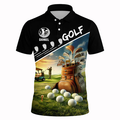 Funny Golf Polo Shirt Custom Name Golf Balls Quote Design Breathable Performance Shirt