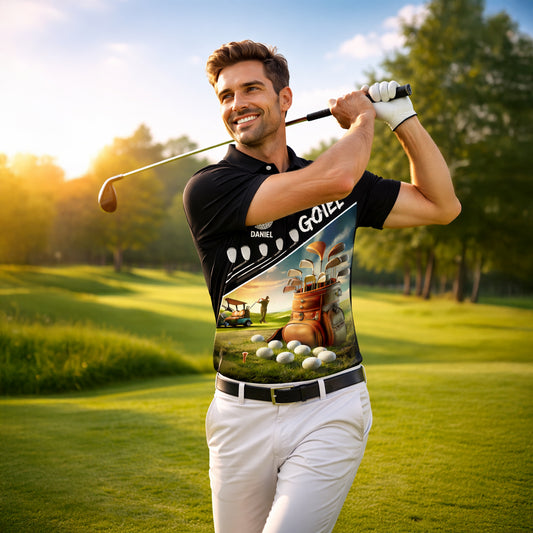 Funny Golf Polo Shirt Custom Name Golf Balls Quote Design Breathable Performance Shirt