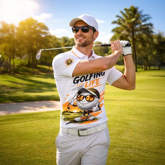 Custom Golf Beer Polo Shirt for Men, Funny Golf Ball Graphic Collared Golf Shirt, Personalized Name Casual Polo for Golf Lovers