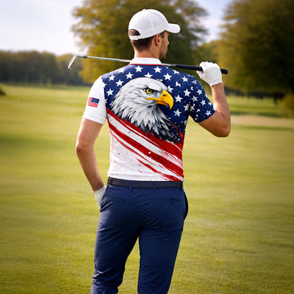 America 250th Anniversary Polo Shirt Custom Name Patriotic Eagle 1776-2026 Golf Shirt