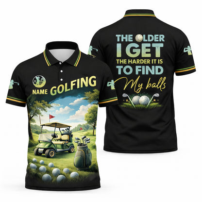 Funny Golf Polo Shirt Custom Name Golfer Shirt The Older I Get Golfing Humor Shirt Men Golf Gift
