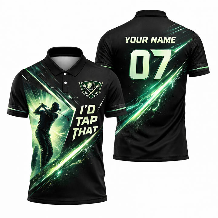 Custom Golf Polo Shirt Personalized Name Number Funny Golf Shirt I d Tap That Design Performance Polo