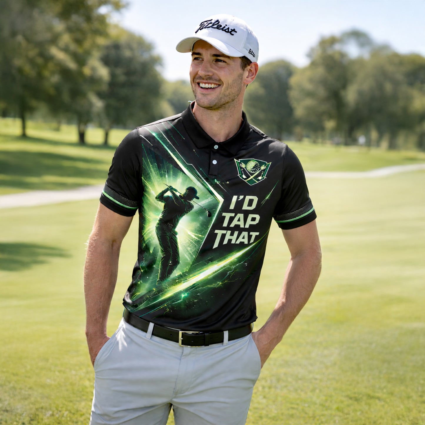 Custom Golf Polo Shirt Personalized Name Number Funny Golf Shirt I d Tap That Design Performance Polo