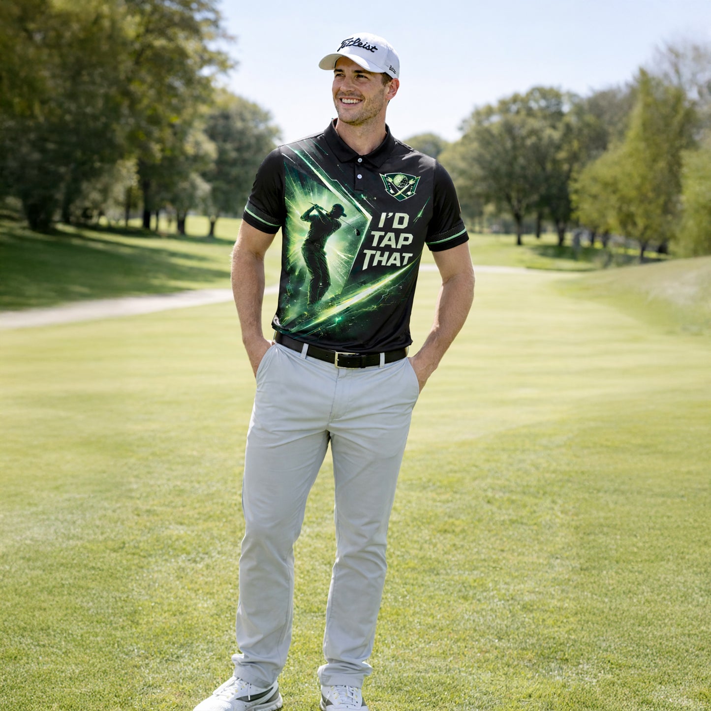 Custom Golf Polo Shirt Personalized Name Number Funny Golf Shirt I d Tap That Design Performance Polo