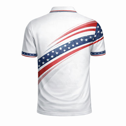 Personalized Golf Polo Shirt USA Flag Patriotic 19th Hole Design Custom Name Breathable Performance Shirt