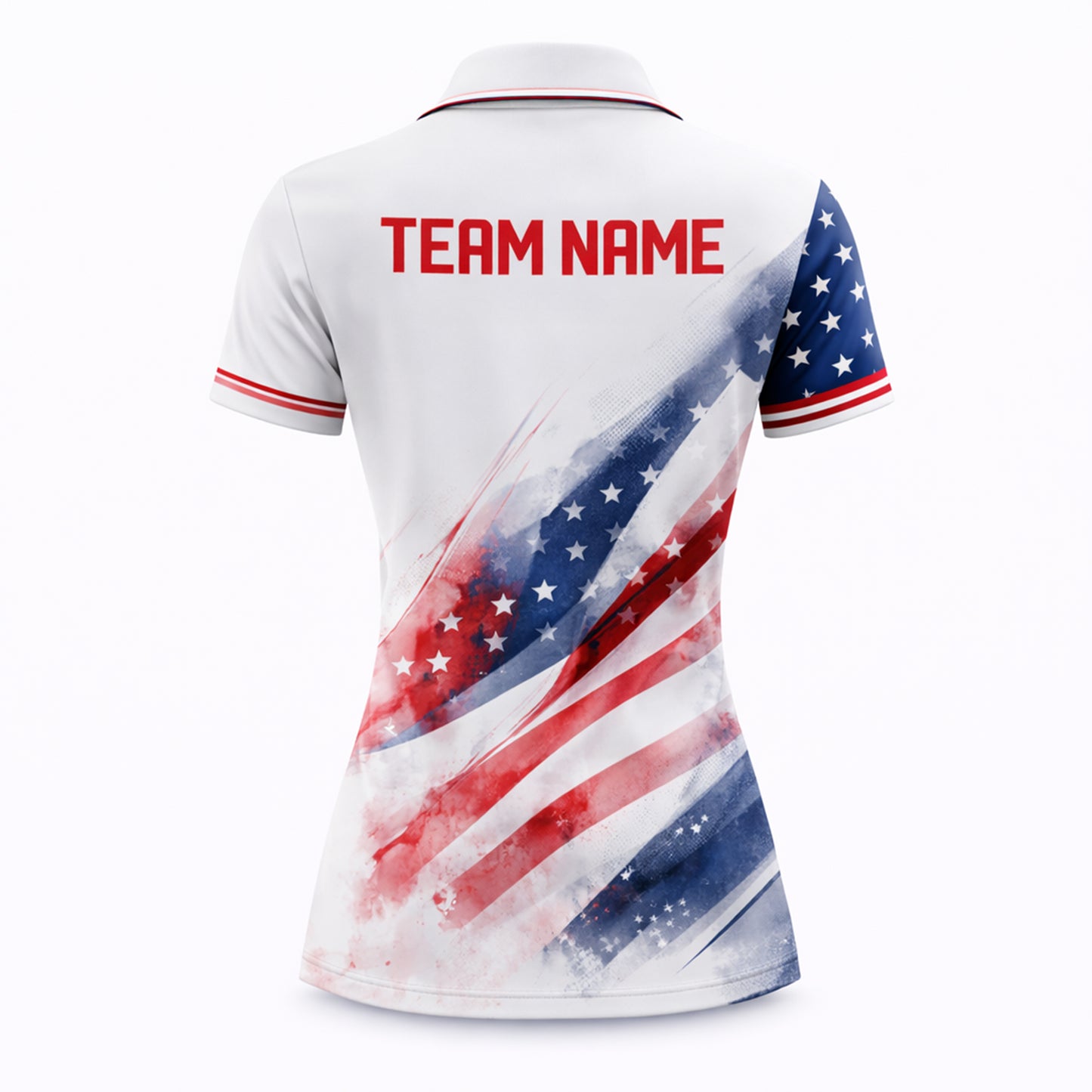 Custom Golf Polo Shirt USA Flag Design Women Patriotic Golf Shirt Team Name Performance Polo