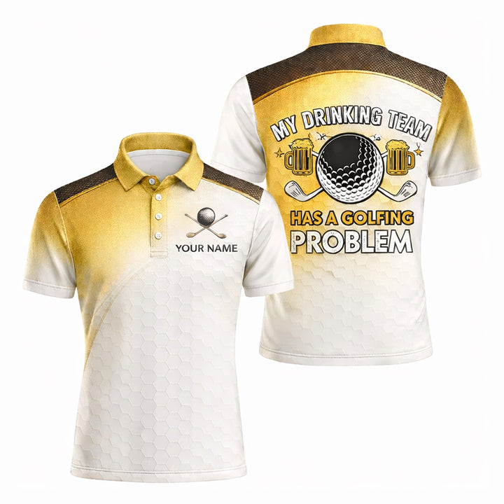 Funny Golf Polo Shirt Men Custom Name Drinking Team Golf Humor Shirt Breathable Mesh Top