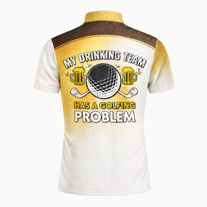Funny Golf Polo Shirt Men Custom Name Drinking Team Golf Humor Shirt Breathable Mesh Top