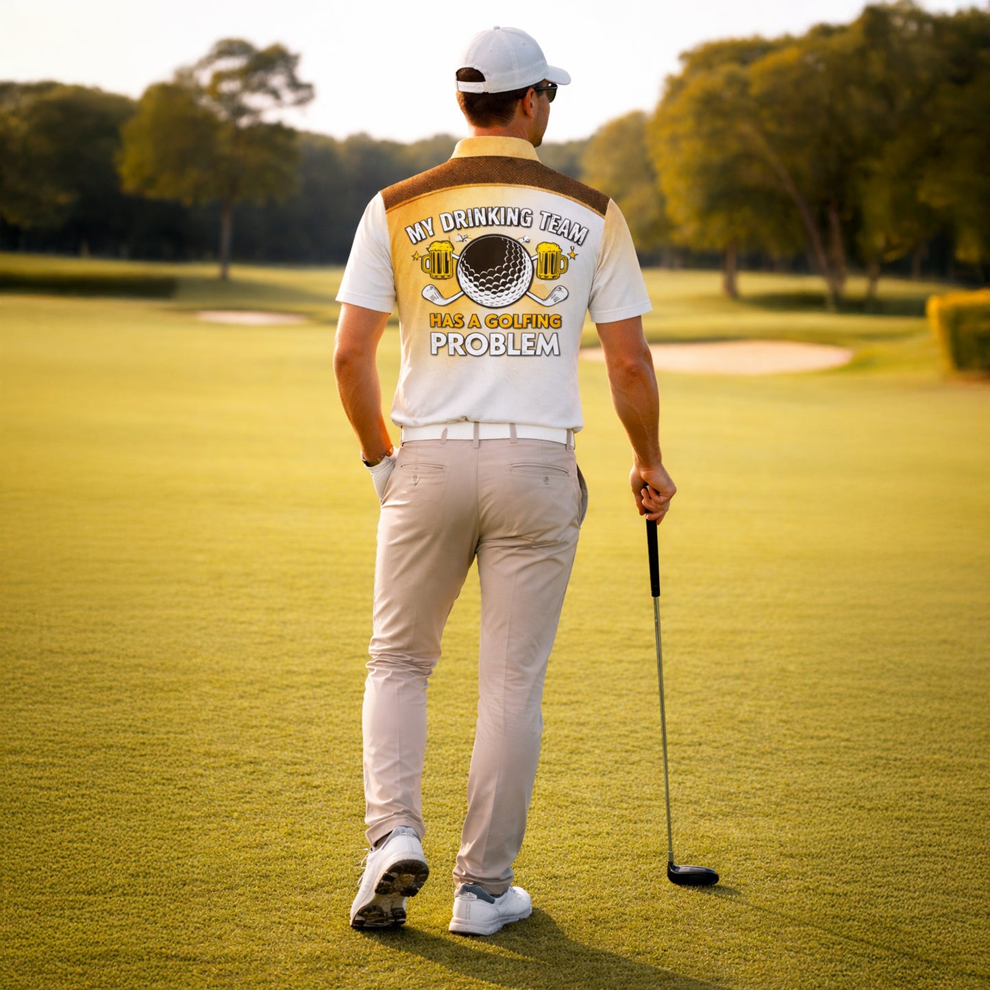 Funny Golf Polo Shirt Men Custom Name Drinking Team Golf Humor Shirt Breathable Mesh Top