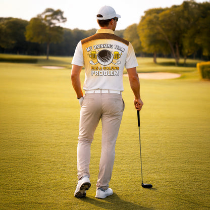 Funny Golf Polo Shirt Men Custom Name Drinking Team Golf Humor Shirt Breathable Mesh Top