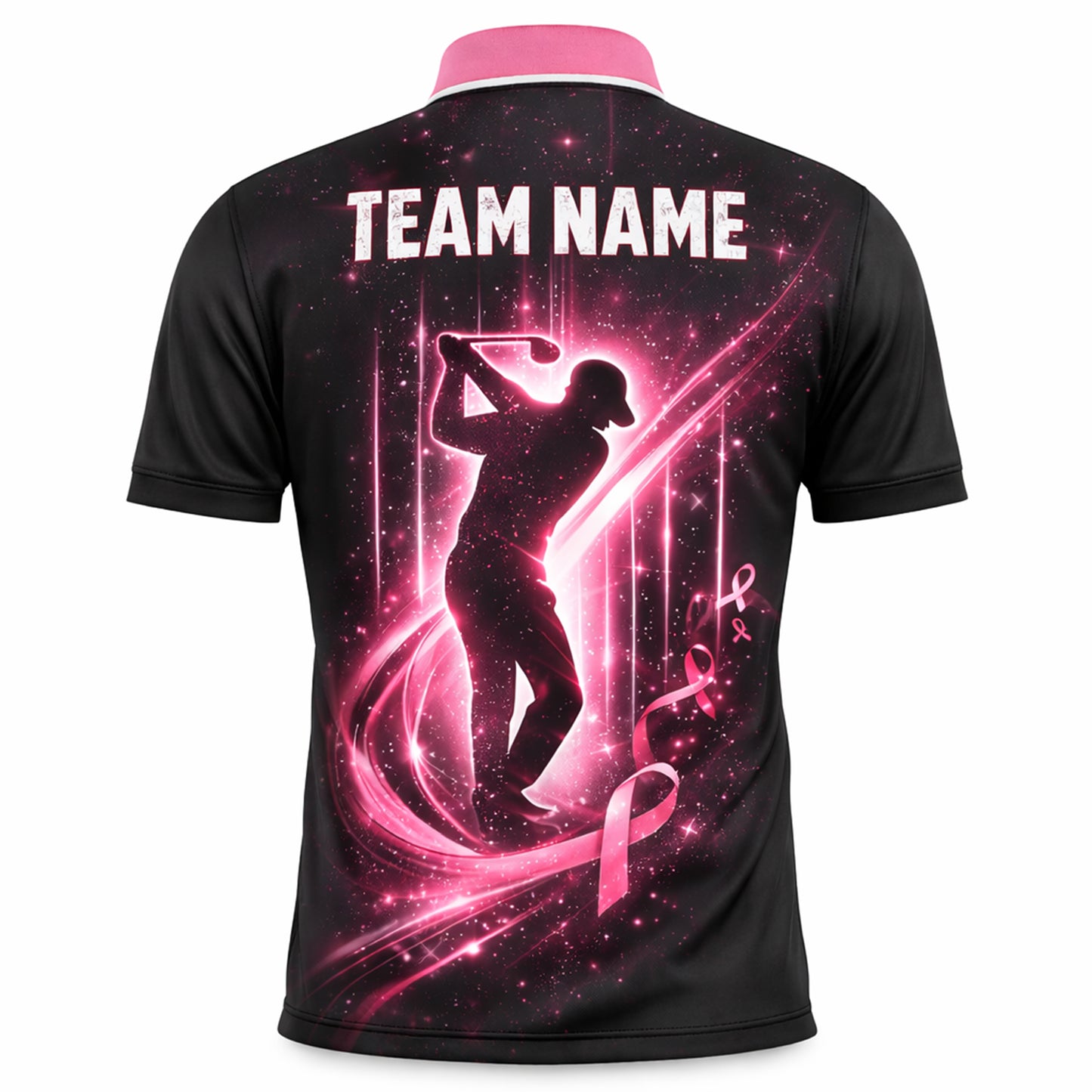 Men's Custom Golf Polo Shirt Breast Cancer