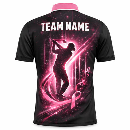 Men's Custom Golf Polo Shirt Breast Cancer