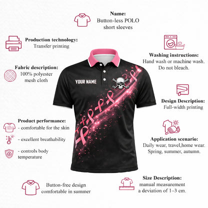 Men's Custom Golf Polo Shirt Breast Cancer