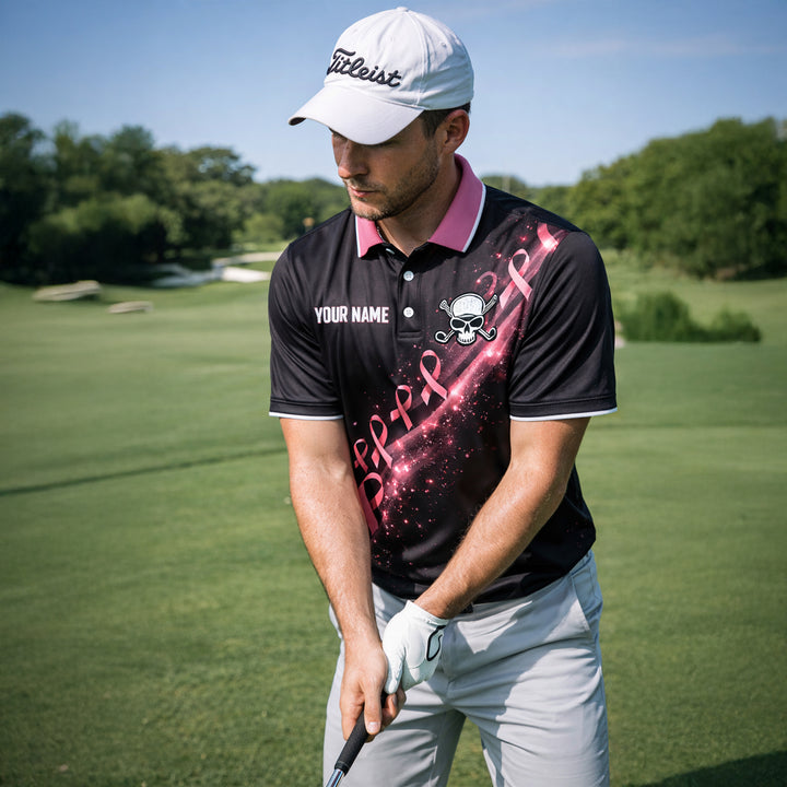 Men's Custom Golf Polo Shirt Breast Cancer