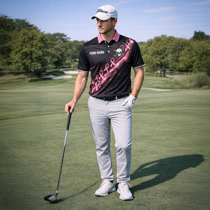 Men's Custom Golf Polo Shirt Breast Cancer