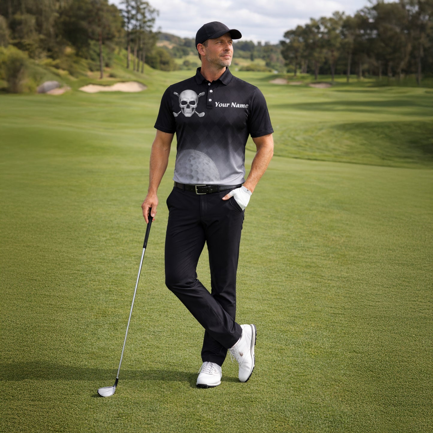 Mens Golf Polo Skull Shirt