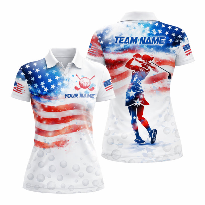 Custom Name Team Women's Patriotic American Flag Shirt