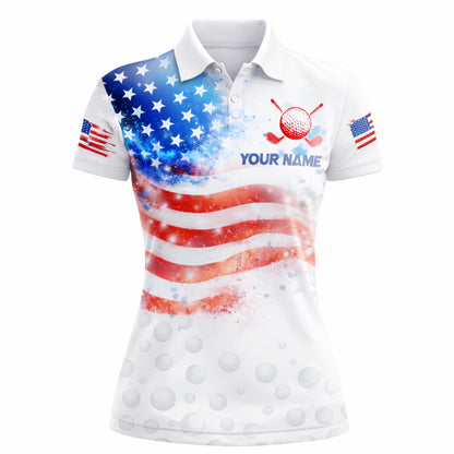 Custom Name Team Women's Patriotic American Flag Shirt