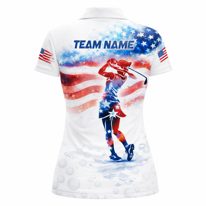 Custom Name Team Women's Patriotic American Flag Shirt