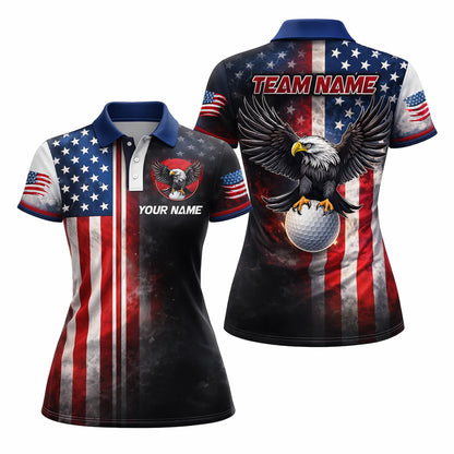 Custom Name Team Patriotic Eagle Golf Polo Shirt