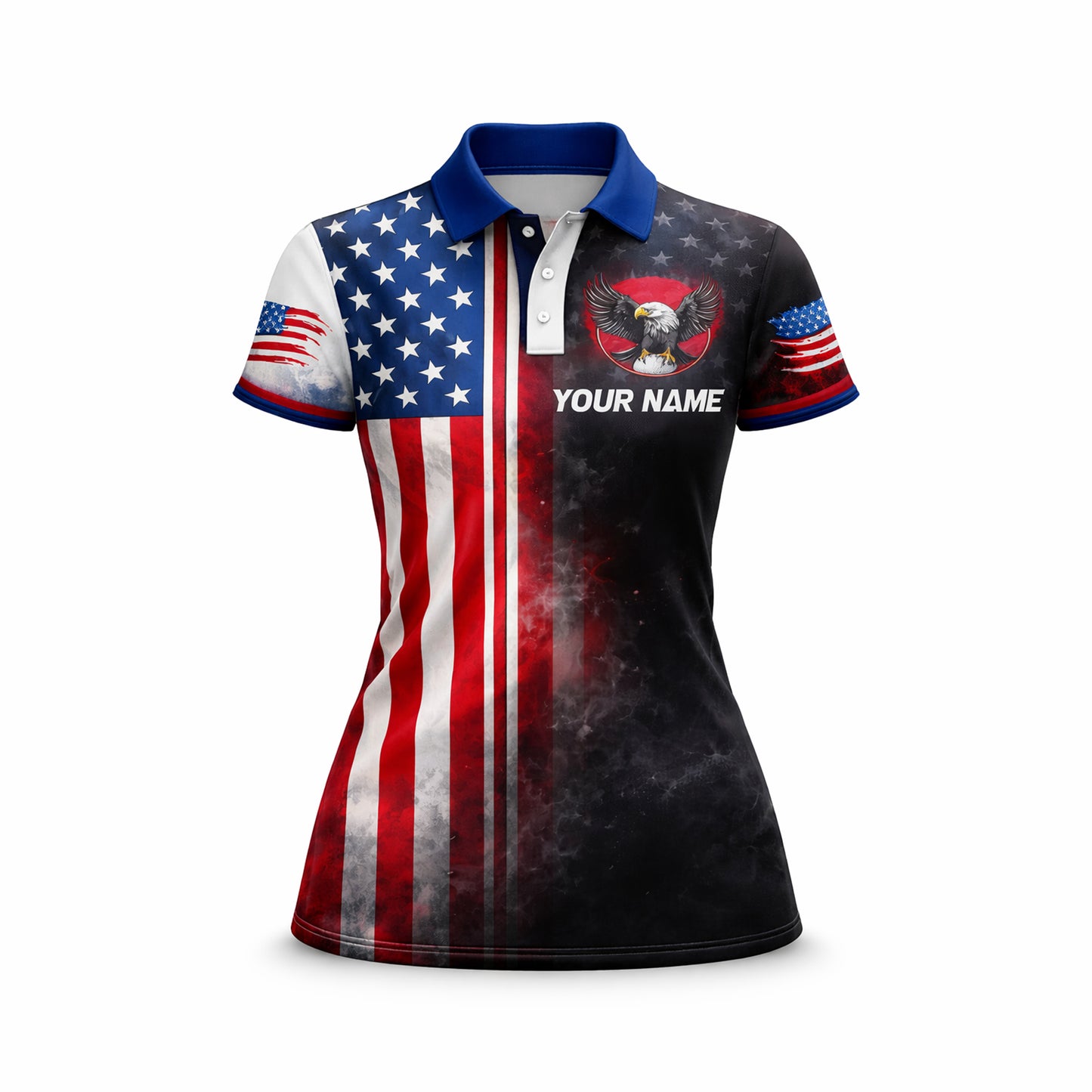 Custom Name Team Patriotic Eagle Golf Polo Shirt