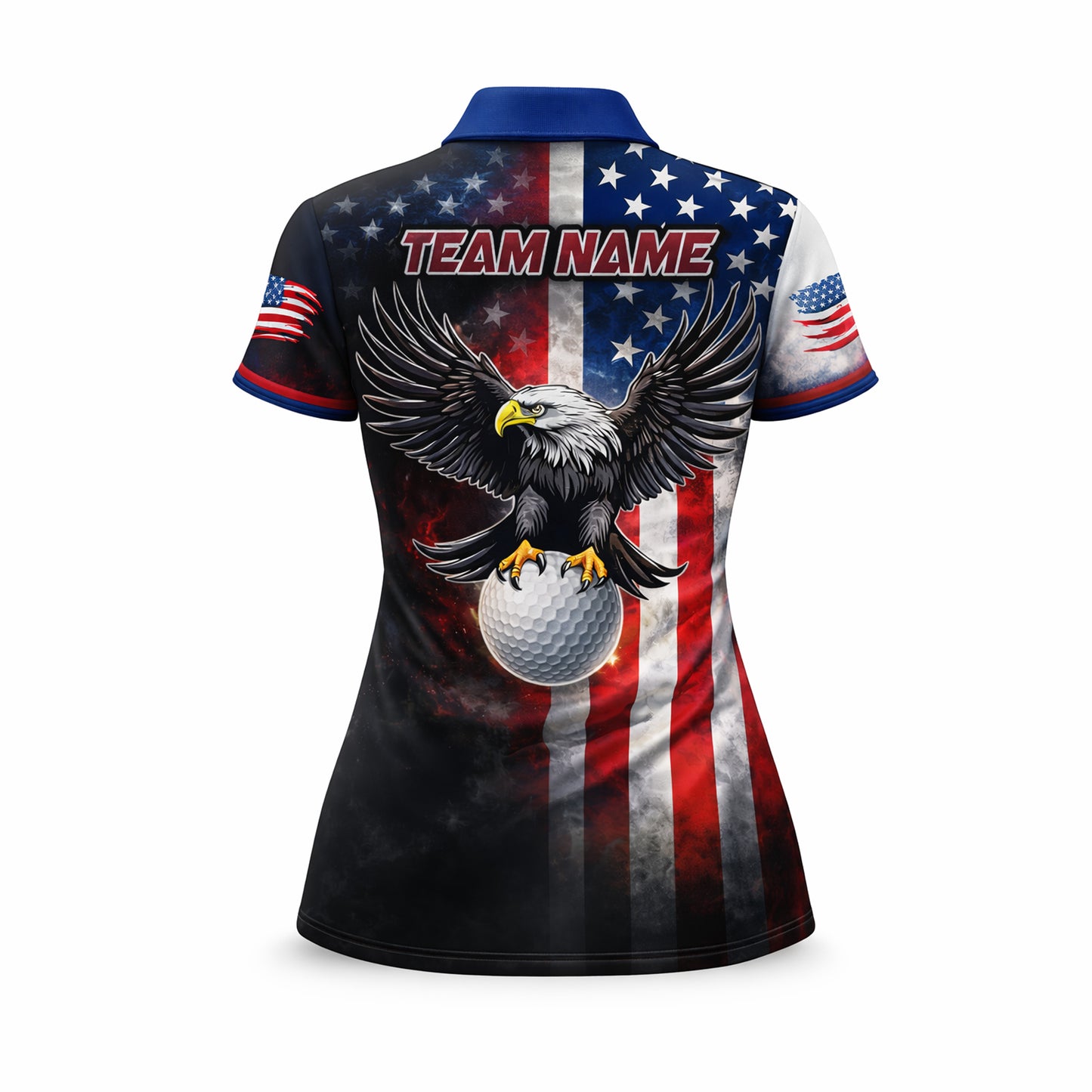 Custom Name Team Patriotic Eagle Golf Polo Shirt