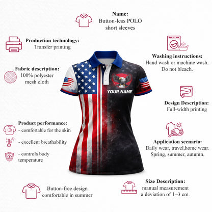 Custom Name Team Patriotic Eagle Golf Polo Shirt