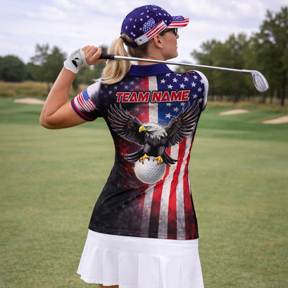 Custom Name Team Patriotic Eagle Golf Polo Shirt