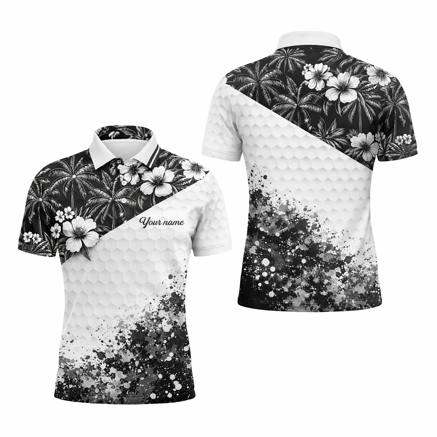 Men's Golf Polo Tropical Shirt Personalized Name