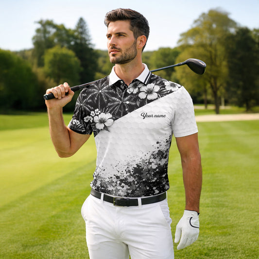 Men's Golf Polo Tropical Shirt Personalized Name