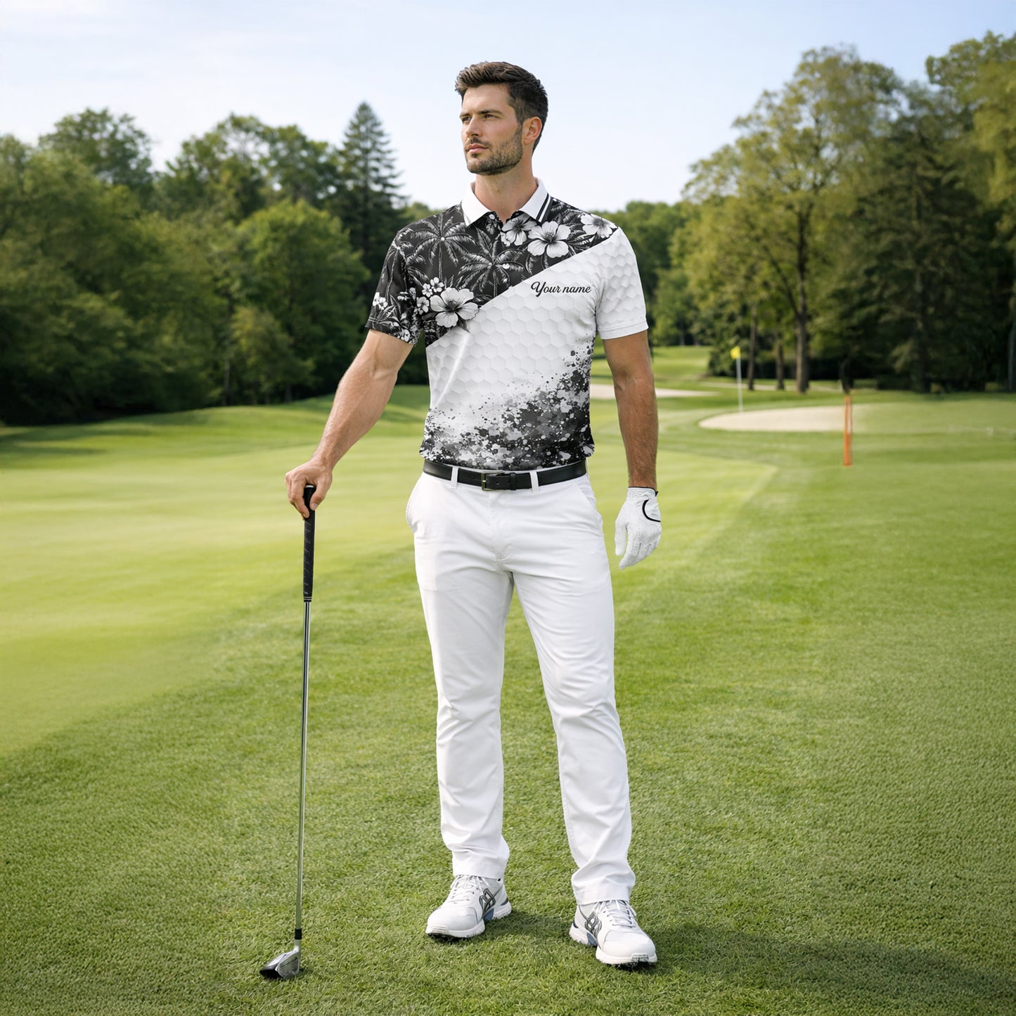 Men's Golf Polo Tropical Shirt Personalized Name