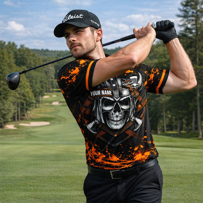 Men's Disc Golf Polo Shirt Personalized Name Viking