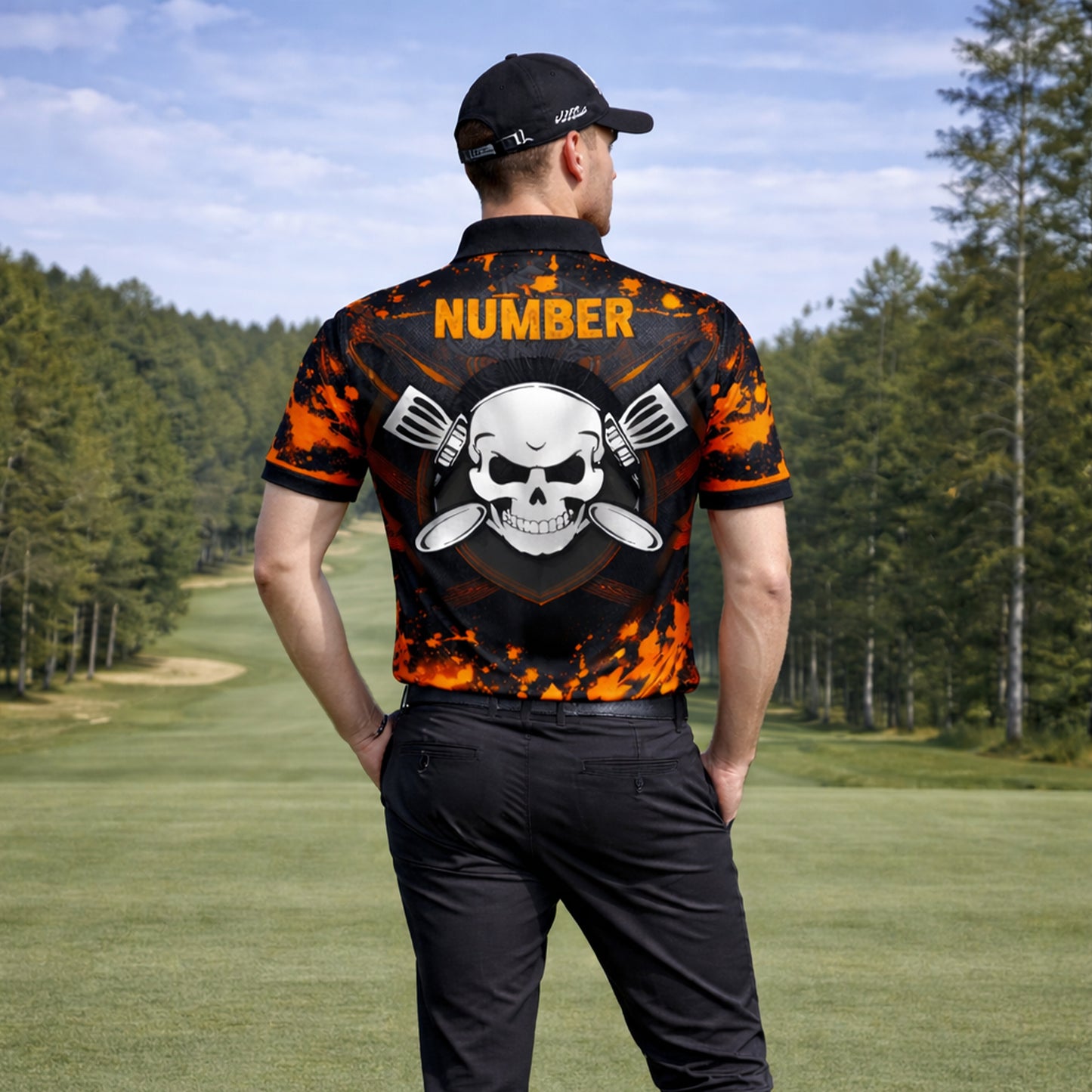 Men's Disc Golf Polo Shirt Personalized Name Viking