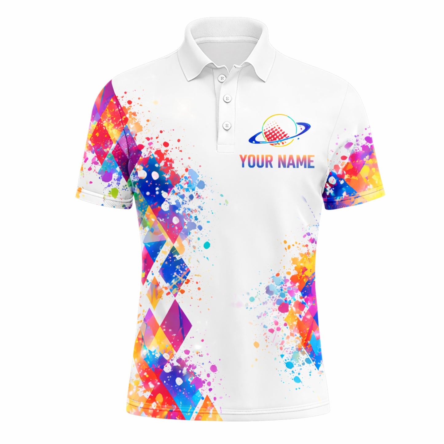 Men's Custom Golf Polo Shirt Astronaut Moon Colorful